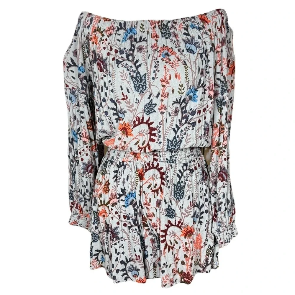 Free People Pretty & Free Floral Romper S Boho Festival Fairy Whimsigoth EUC